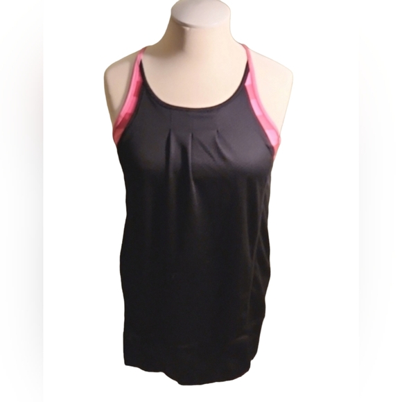 🦚 HOT* Pink & Black Support Workout Top #035 - Picture 1 of 4